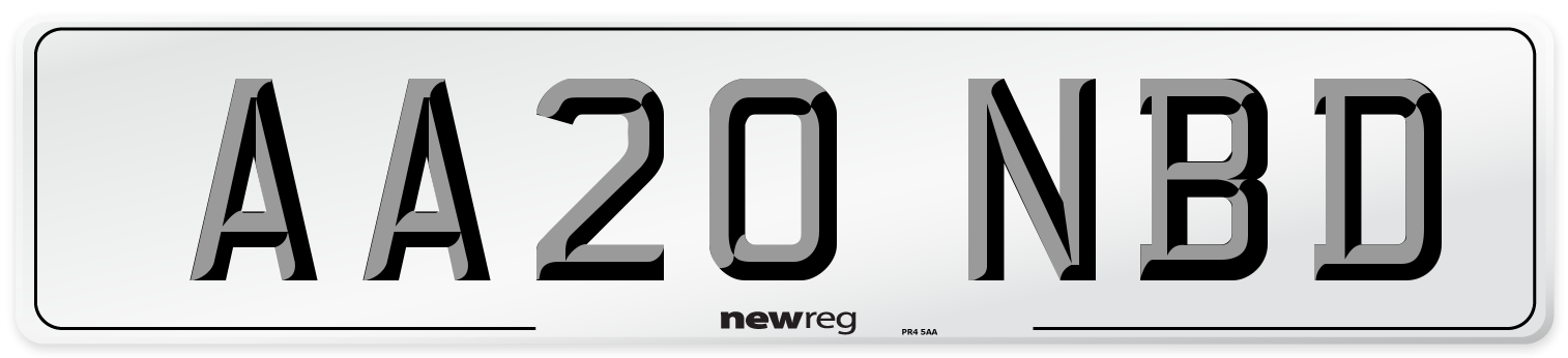 AA20 NBD Number Plate from New Reg